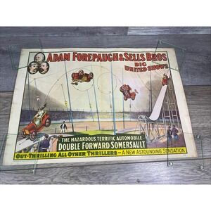 Vintage 1960 Adam Forepaugh & Sells Bros. Big United Shows Circus Poster 13x9"